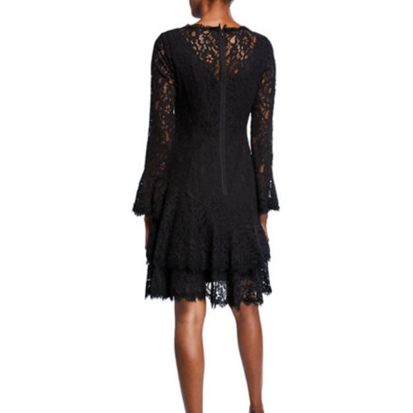NWT Shani  Illusion-Neck Ruffle-Hem Lace Dress - Picture 2 of 2